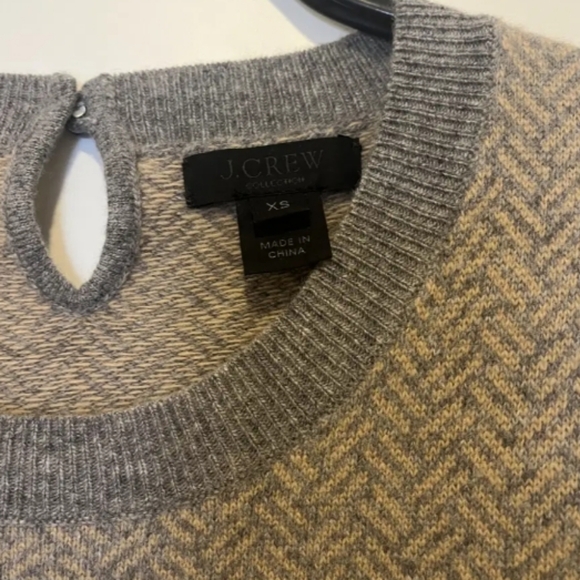 J Crew Collection | Embroidered Herringbone Cashmere Wool Sweater - Sz XS - Picture 4 of 12